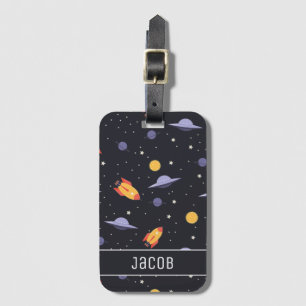 Outer Space Rockets and Spaceships Luggage Tag