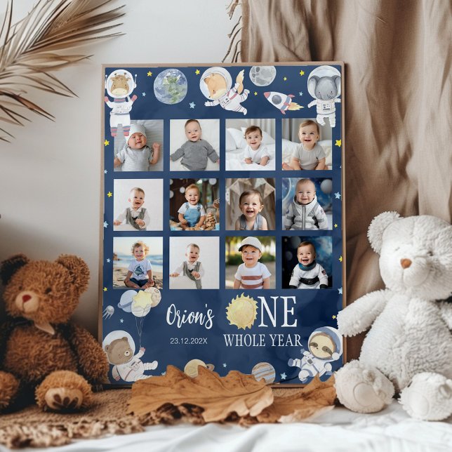 Outer Space Safari Birthday Photo Milestone Poster (Creator Uploaded)