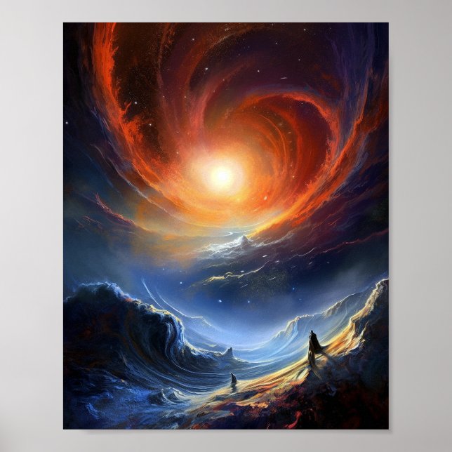 Outer Space Sci Fi Landscape Art Poster (Front)