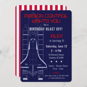 Outer Space Shuttle / Astronaut Birthday Invitation