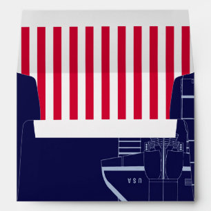Outer Space Shuttle Blueprint Red Striped Liner Envelope