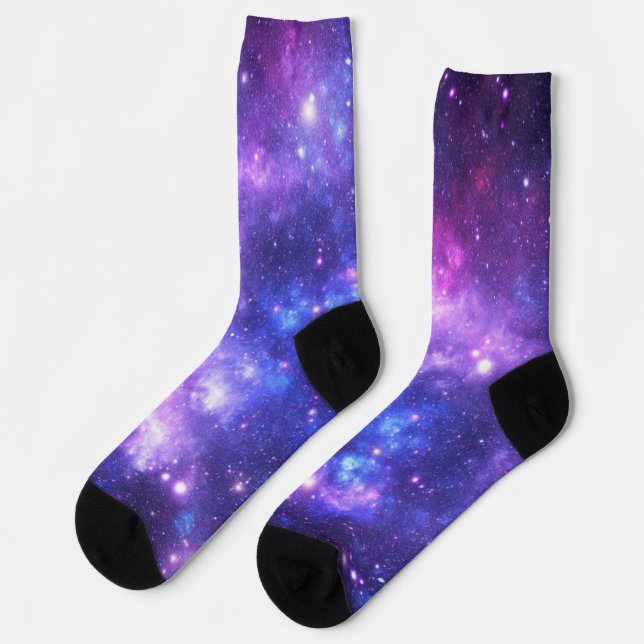 Outer Space Socks - Purple Space Stars Pattern (Left)
