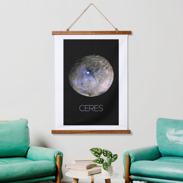 Outer Space, Solar System, Dwarf Planet Ceres Hanging Tapestry (Living Room)