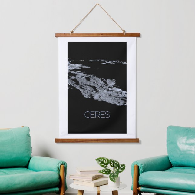 Outer Space, Solar System, Dwarf Planet Ceres Hanging Tapestry (Living Room)