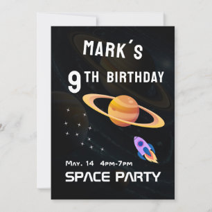 Outer Space Spacey Birthday Party Invitation