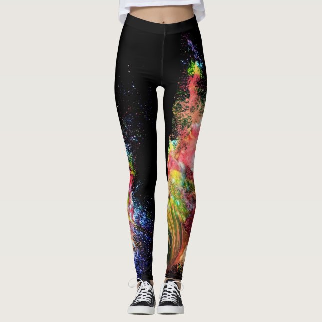 Outer Space Stardust Colourful Minimalistic Leggings (Front)