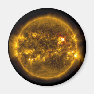 Outer Space Sun with Solar Flares Magnet