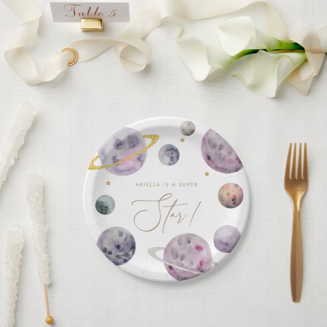 Outer Space Super Star Customisable Paper Plate (Wedding)