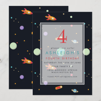Outer Space Theme | Kids Birthday Party Invitation