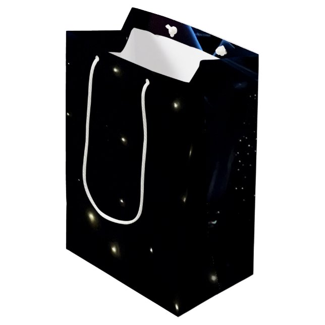 Outer Space Theme with Stars Medium Gift Bag (Front Angled)
