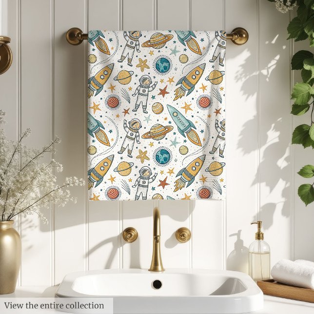 Outer Space Towel Pastel Decor for Boy’s Bathroom (Outer Space Towel Pastel Decor for Boy’s Bathroom)