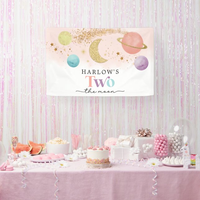 Outer Space Two the Moon 2nd Birthday  Banner (Party)