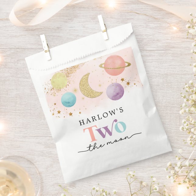 Outer Space Two the Moon 2nd Birthday Party  Favour Bag (Clipped)
