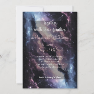 Outer Space Universe Purple Galaxy Wedding All In  Invitation