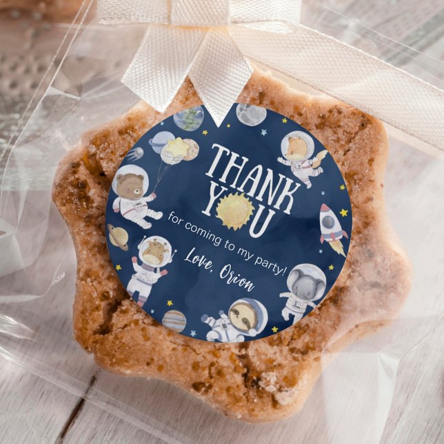 Outer Space Wild One Safari Boy Birthday Classic Round Sticker (Creator Uploaded)