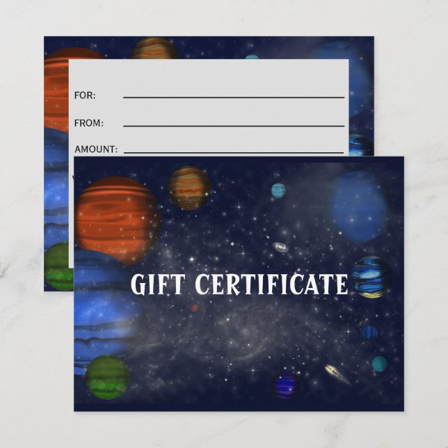 Outer Space with planets and galaxies gift card (Front/Back)