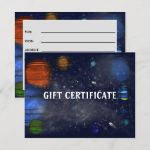 Outer Space with planets and galaxies gift card