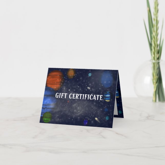 Outer Space with planets and galaxies gift Note Card (Front)
