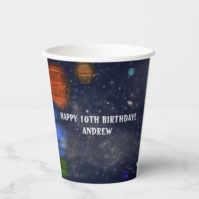 Outer Space with planets and galaxies Paper Cups (Front)