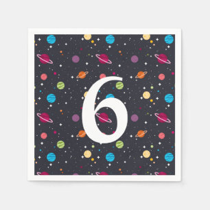Outer space with stars birthday napkin