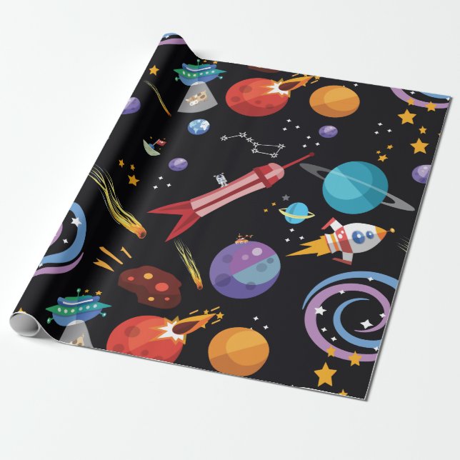 Outer Space Wrapping Paper (Unrolled)