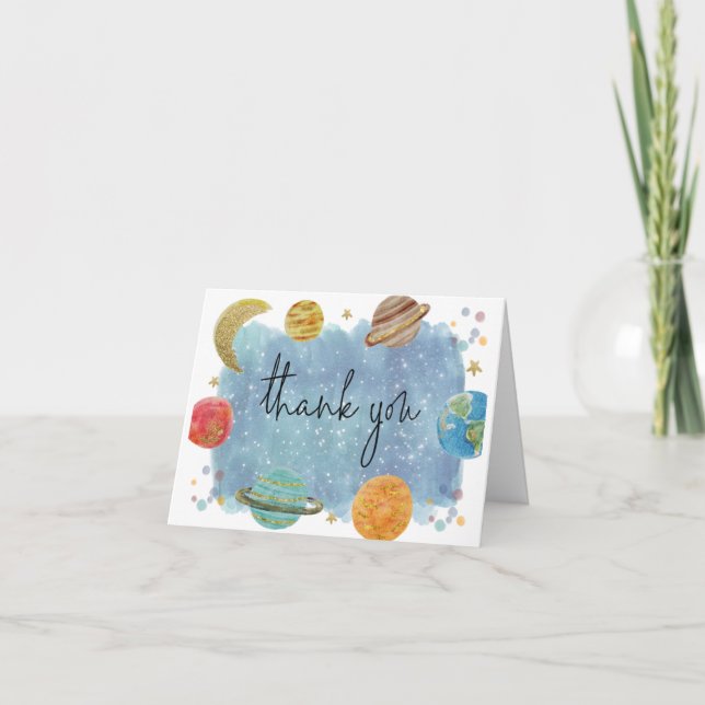Outerspace Galaxy Thank You Card (Front)