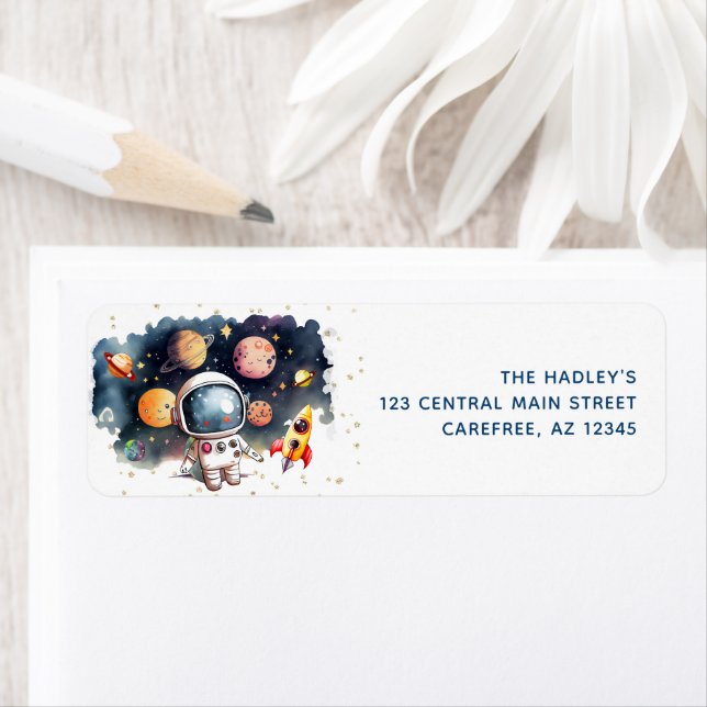 Outerspace Planets Astronaut Return Address Label (Insitu)