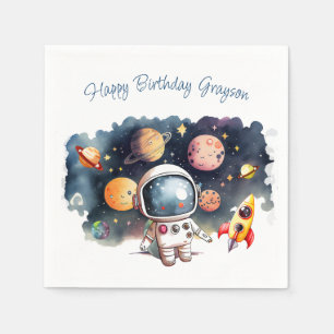 Outerspace Planets Boy Birthday Napkin