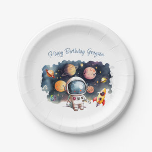 Outerspace Planets Boy Birthday Paper Plate