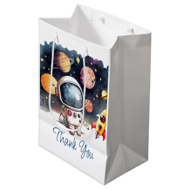 Outerspace Planets Happy Birthday Favour Bag (Front Angled)