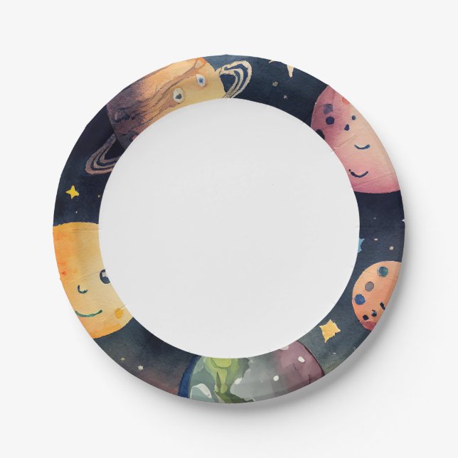 Outerspace Planets Party Paper Plates (Front)