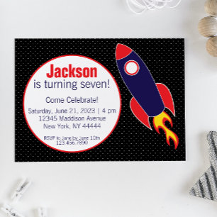 Outerspace, Rocket, Spaceship Birthday Invitation