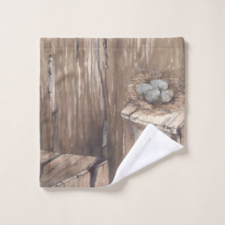 Outhouse Bird Nest w/Eggs Color Designed Washcloth Wash Cloth