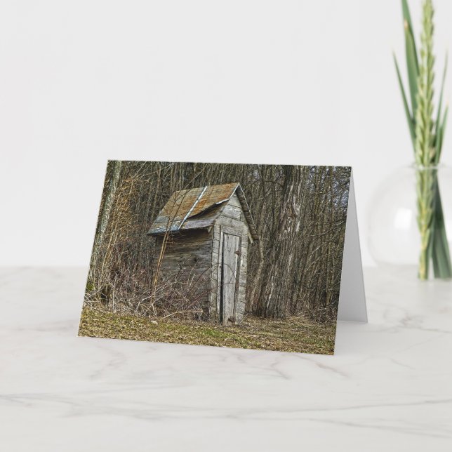outhouse, rustic, old outhouse, Minnesota, woods Card (Front)