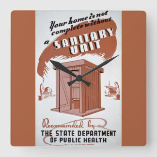 Outhouse WPA Poster Square Wall Clock