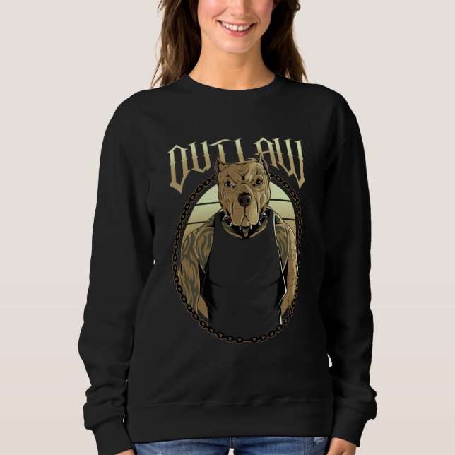 Outlaw American Pit Bull Terrier Tattooed Dog Pitb Sweatshirt (Front)