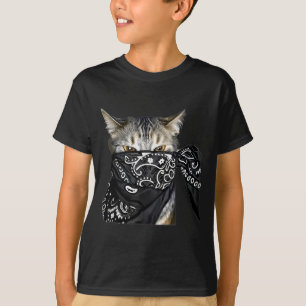 Outlaw Cat Funny Gangster Cat With Bandana T-Shirt