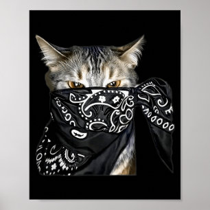 Outlaw Cat Funny Gangster Cat With Bandanna  Poster