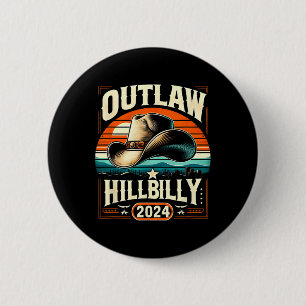Outlaw Hillbilly 2024 Us Election Day Cowboy Hat 6 Cm Round Badge