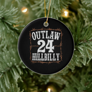 Outlaw Hillbilly 2024 Western Trump Vance 2024  Ceramic Ornament