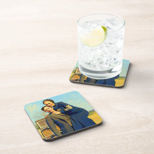 Outlaws Bonnie & Clyde The Barrow Gang Painting Coaster