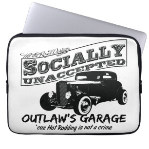 Outlaw's Garage. Socially unaccepted Hot Rods Laptop Sleeve