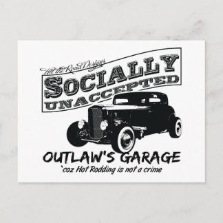 Outlaw's Garage. Socially unaccepted Hot Rods Postcard