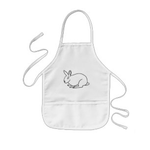 Outline art drawing, bunny rabbit colouring aprons