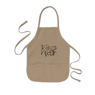 Outline art drawing, colouring squirrel aprons
