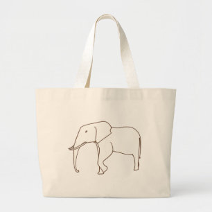 Outline Art Drawing - Elephant, canvas bags