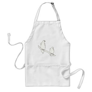 Outline Art Drawing of Two Birds on a Branch Standard Apron