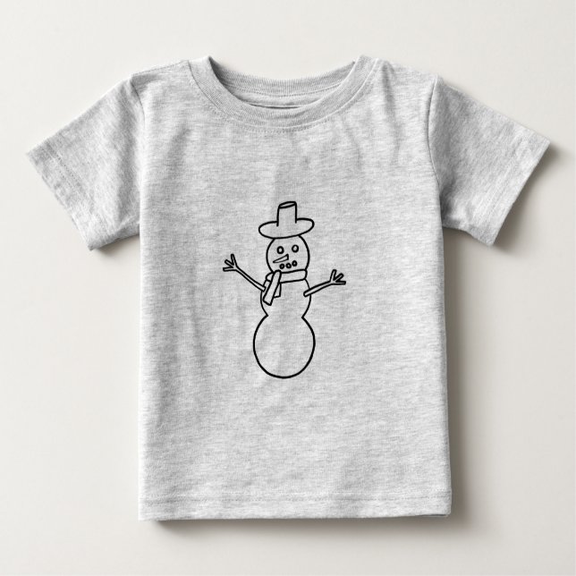 Outline Art Drawing - Snowman colouring shirt (Front)