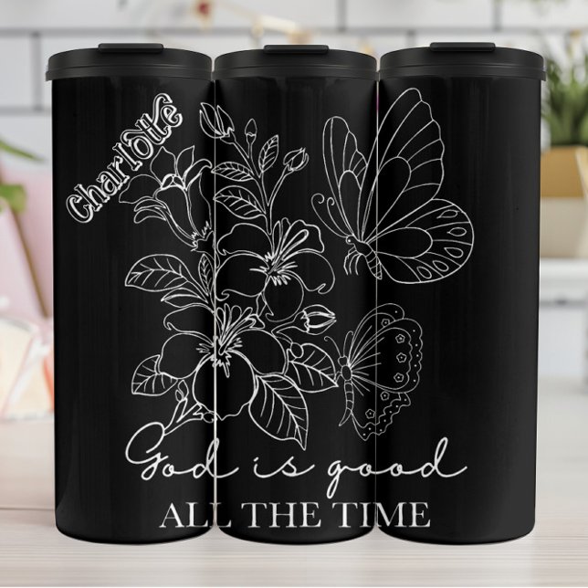 Outline Art God Is Good Graphic Thermal Tumbler (Creator Uploaded)