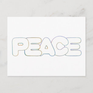 Outline Art - Peace - word in colours, postcard